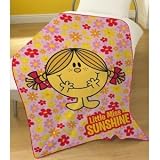 Little Miss Sunshine Pink Fleece Blanket Mr Men, Kids Room Decor Bedding
