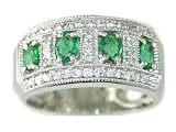 14K .75 CTW Oval Emerald & Diamond Band