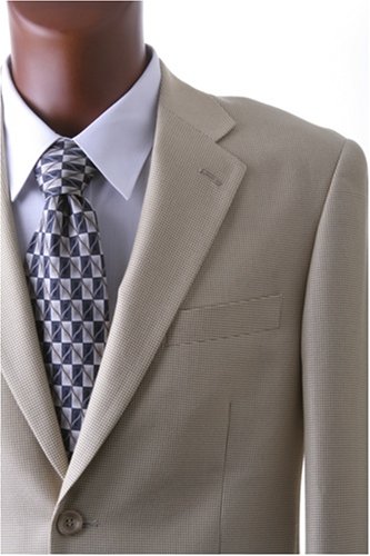 Men's 2 Button Beige Fancy Sport Coat with Center Vent