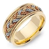 EUTHYMIOS 14K Tri-Color Braided Yellow Gold Wedding Band Ring