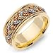 EUTHYMIOS 14K Tri-Color Braided Yellow Gold Mens Wedding Band Ring 9mm, 8