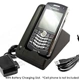 USB Battery Charger Dock Cradle for RIM Blackberry Pearl 8130 with Extra Battery Charging Slot