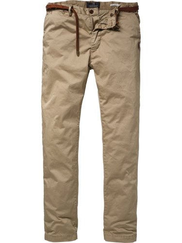 Scotch & Soda Herren Hose 12010180001 - Basic slim chino + belt, Gr. 34/32, Braun (06 - sa Preisvergleich