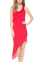 Sexy Pleated Cowl Neck Sleeveless Chiffon Spring Summer  Dress