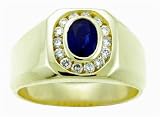 Classic 0.35ct Diamond and 1.00ct Blue Sapphire Men's Fashion Ring