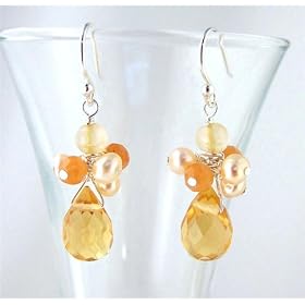 Sterling Silver Candy Cluster and Topaz Drop Earrings