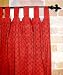 Red Sun Hand Printed 100% Cotton Muslin Tab Curtain, 45 inches X 108 inches