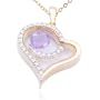 18k Yellow Gold Plated Sterling Silver Amethyst, Mother-of-Pearl and Diamond Accent Heart Pendant, 18"