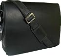 New unisex black hunter leather messenger work man bag style 18548