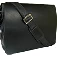 New unisex black hunter leather messenger work man bag style 18548'