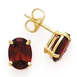 14K OVAL GARNET EARRINGS 8X6 MM