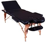 Massage Imperial Lightweight Professional Black 3-Section Portable Massage Table Couch Bed Spa Reiki