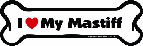 Imagine This Bone Car Magnet, I Love My Mastiff, 2-Inch by 7-Inch