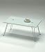 Rectangular coffee table, in white wood and transparent glass. 4 foldable chrome legs. - Dim 75 x 50 x 32 cm, Weight 11 kgs