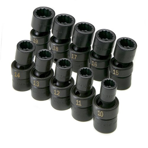SK 33440 3/8-Inch Drive 12 Point Swivel Metric High Visibility Impact Socket Set 10 Piece