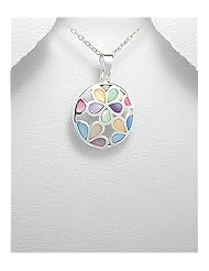 Flower Shell Pendant Necklace In 92.5 Sterling Silver