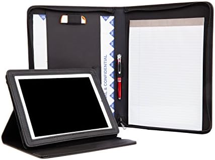 eFolio(TM) Pebble Grain Leather, Zippered Portfolio Padfolio Organizer with a Detachable iPad2, iPad3 Leather Case, Replaceable Notepad, Pen Holder, Document Holder and USB Holder.
