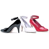 8241-D (D Width) 4 Ankle Strap Pump Black Patent