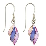 Sterling Silver Mother Of Pearl Tricolor Dangle Earrings