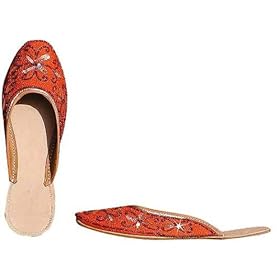 Buy Beaded and Sequin Indian Leather Slippers for Women Handcrafted Casual Footwear Available in... by ShalinCraft