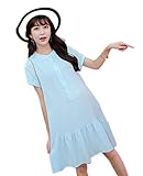 【TPGROWIN】 マタニティ ウェア ワンピース ドレス エレガント 産前 産後 Aライン 森ガール 外出着 妊婦服 全3色 (M, ブルー)