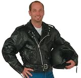 Diamond PlateTM Rock Design Genuine Buffalo Leather Motorcycle Jacket