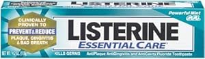 Listerine Essential Care Toothpaste, Powerful Mint Gel, 4.2-Ounce Tubes (Pack of 4)