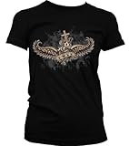 IMAGE OF Crowned Love Juniors T-shirt, Winged Heart and Crown Old School Tattoo Style Design Juniors Shirt, Medium, Red