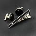FashionOn Designer Formal Contemporary Round Black Silver Tie Pin and Cufflinks Set with Presentation Box