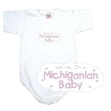 BABY BODYSUIT WHITE  PINK CLOUD LOVE ME , I'M MICHIGANIAN  MICHIGAN