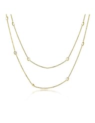 Bling Jewelry CZ by the Inch 925 Sterling Silver Gold Vermeil Necklace 36 Inch