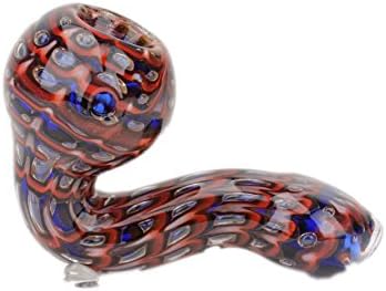 Desire Heavy Vend Smoking Hand Spoon Glass Pipe (Red/Blue)