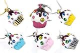 Yummy 3d Cupcake with Icing Charm Necklace with Crystals & Chocolate ~ YOU CHOOSE COLOR PINK, BLUE, GOLD, YELLOW, PURPLE & SILVER