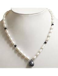 Natural Pearl & Faceted Sapphire Drop Beaded Designer Single Strand Necklace