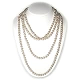 {Lightning Deal} HinsonGayle Handpicked Ultra-Luster 6.5-7.5mm White Cultured Pearl Rope Necklace (82 Inches)