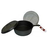 Cajun Cookware Seasoned Cast Iron Chicken Fryer W/ Basket - 12 Qt.