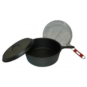 Cajun Cookware Seasoned Cast Iron Chicken Fryer W  Basket - 12 Qt. by Cajun Cookware