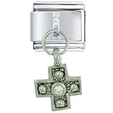 Pugster Clear Rhinestone Celtic Cross Silver Religious Charms Italian