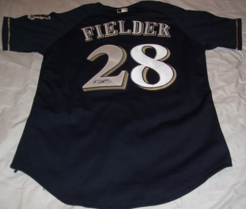 Prince Fielder Autographed Milwaukee Brewers Jersey W/PROOF Picture of Prince Signing for Us
