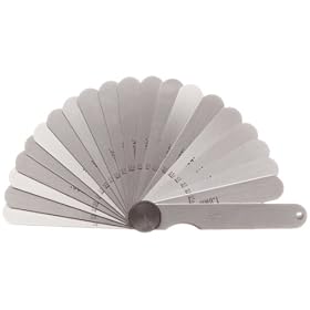 Starrett 66MA Thickness Gages, Metric, 0.05-1.0mm Range, 12.7 x 77mm, 20 Straight Leaves