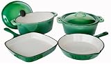 Paylesscookware Green 6-piece Enamel Cast Iron Cookware Set