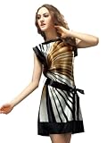 Ever Pretty Crew Neck Belt Striped Printed Sleeveless Casual Dress 05207