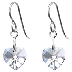 Titanium Heart April Birthstone Earrings Made with SWAROVSKI ELEMENTS