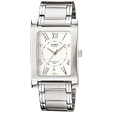 Casio Men's BEM100D-7A2V Silver Stainless-Steel Quartz Watch with White Dial