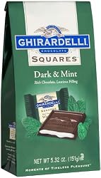 Ghirardelli Chocolate Squares, Dark & Mint Filled, 5.32-Ounce Packages (Pack of 6)