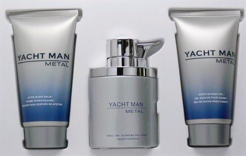 Yacht Man Metal Gift Set 3 Pcs.[3.4 oz. Eau De Toilette Spray+5.1 Oz. Gel+5.1 Oz.Balm] Men