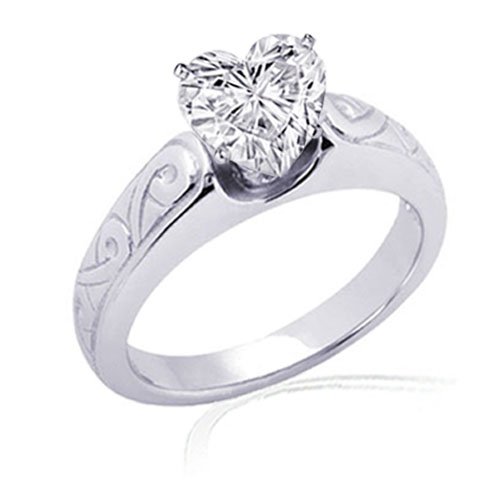 1 Ct Heart Shaped Solitaire Diamond Engagement 