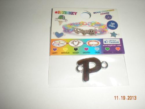 Rubbzy Mood Changing Color Intial Letter P Rubber Band Loom Charm