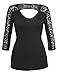 Women's V Neck 3/4 Sleeve Floral Lace Inset Cutout Open Back Plus Size Knit Top