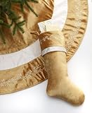 Holiday Lane Velvet Embroidered Tree Skirt, Gold, 52
